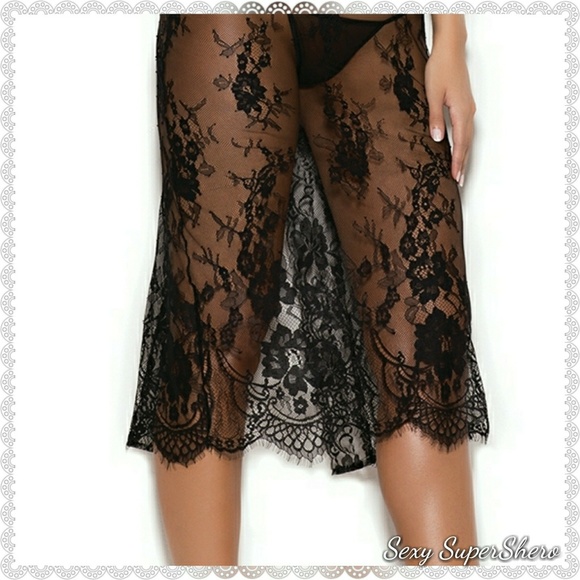 🆕Stunning Eyelash Lace Tea Length Lingerie Gown - Picture 4 of 8